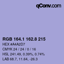 カラーコード: RGB 164.1 162.8 215 | qconv.com