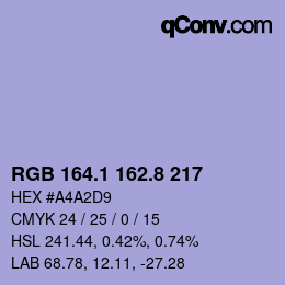 Code couleur: RGB 164.1 162.8 217 | qconv.com