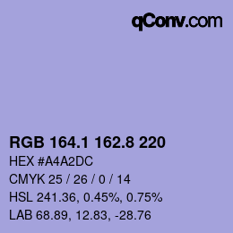Farbcode: RGB 164.1 162.8 220 | qconv.com