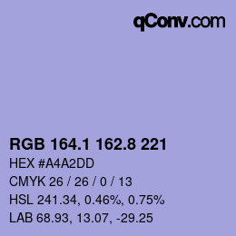 Farbcode: RGB 164.1 162.8 221 | qconv.com