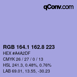 Farbcode: RGB 164.1 162.8 223 | qconv.com