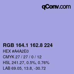 Code couleur: RGB 164.1 162.8 224 | qconv.com