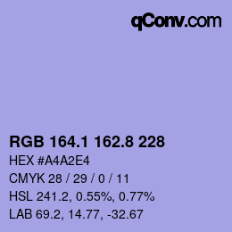 カラーコード: RGB 164.1 162.8 228 | qconv.com