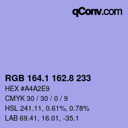 カラーコード: RGB 164.1 162.8 233 | qconv.com