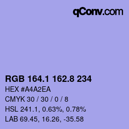カラーコード: RGB 164.1 162.8 234 | qconv.com