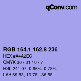 カラーコード: RGB 164.1 162.8 236 | qconv.com