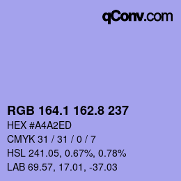 カラーコード: RGB 164.1 162.8 237 | qconv.com