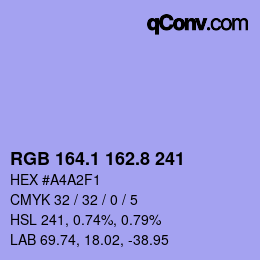 カラーコード: RGB 164.1 162.8 241 | qconv.com
