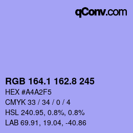 カラーコード: RGB 164.1 162.8 245 | qconv.com