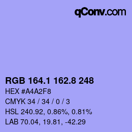 カラーコード: RGB 164.1 162.8 248 | qconv.com