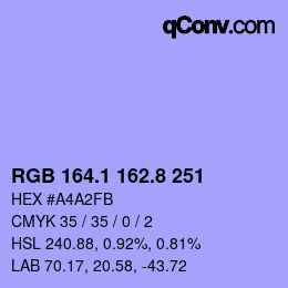 カラーコード: RGB 164.1 162.8 251 | qconv.com