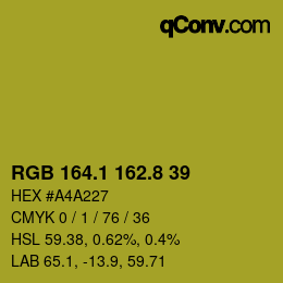 カラーコード: RGB 164.1 162.8 39 | qconv.com