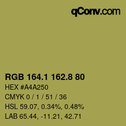 Color code: RGB 164.1 162.8 80 | qconv.com