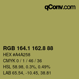 カラーコード: RGB 164.1 162.8 88 | qconv.com