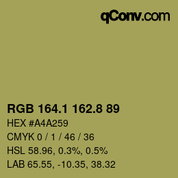 カラーコード: RGB 164.1 162.8 89 | qconv.com