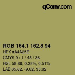 Color code: RGB 164.1 162.8 94 | qconv.com