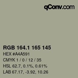 Color code: RGB 164.1 165 145 | qconv.com