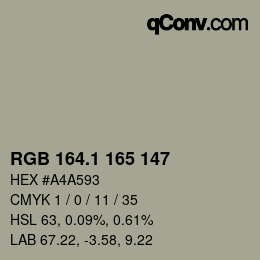 カラーコード: RGB 164.1 165 147 | qconv.com