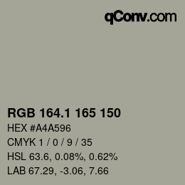 Color code: RGB 164.1 165 150 | qconv.com