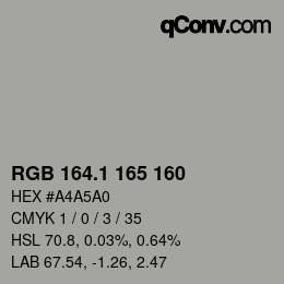 Color code: RGB 164.1 165 160 | qconv.com