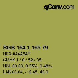 カラーコード: RGB 164.1 165 79 | qconv.com