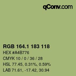 カラーコード: RGB 164.1 183 118 | qconv.com