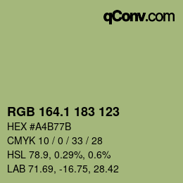 カラーコード: RGB 164.1 183 123 | qconv.com