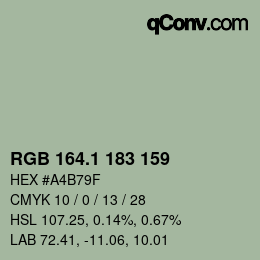 Color code: RGB 164.1 183 159 | qconv.com