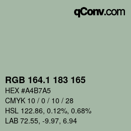 カラーコード: RGB 164.1 183 165 | qconv.com
