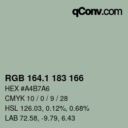 カラーコード: RGB 164.1 183 166 | qconv.com