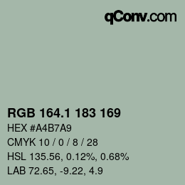 Color code: RGB 164.1 183 169 | qconv.com
