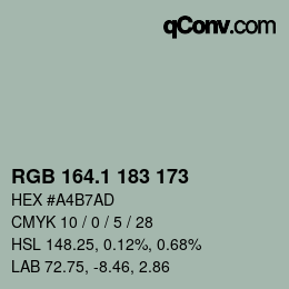 Color code: RGB 164.1 183 173 | qconv.com