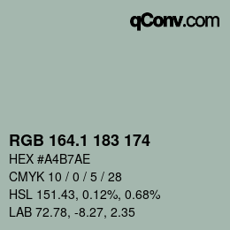 カラーコード: RGB 164.1 183 174 | qconv.com