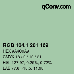 カラーコード: RGB 164.1 201 169 | qconv.com