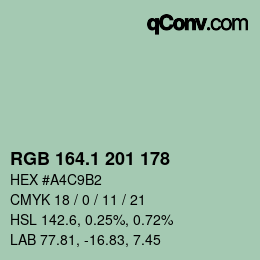 Color code: RGB 164.1 201 178 | qconv.com