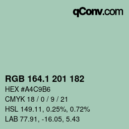 Color code: RGB 164.1 201 182 | qconv.com
