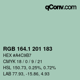 Color code: RGB 164.1 201 183 | qconv.com