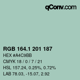 Color code: RGB 164.1 201 187 | qconv.com