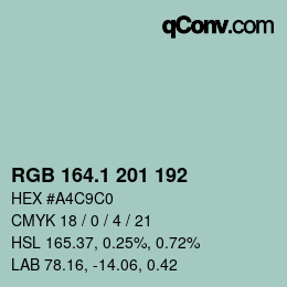 カラーコード: RGB 164.1 201 192 | qconv.com