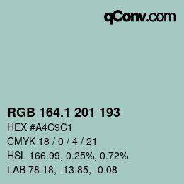 Color code: RGB 164.1 201 193 | qconv.com