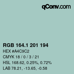 カラーコード: RGB 164.1 201 194 | qconv.com