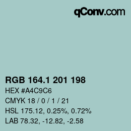 Color code: RGB 164.1 201 198 | qconv.com
