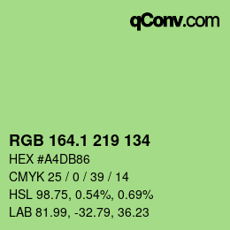 Color code: RGB 164.1 219 134 | qconv.com