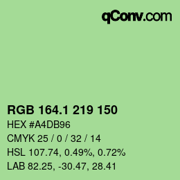 カラーコード: RGB 164.1 219 150 | qconv.com