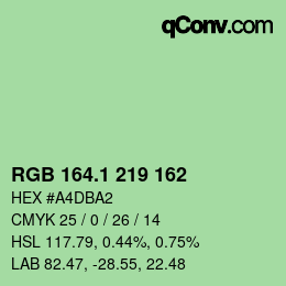 カラーコード: RGB 164.1 219 162 | qconv.com