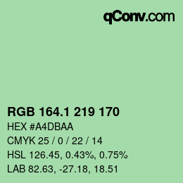 カラーコード: RGB 164.1 219 170 | qconv.com