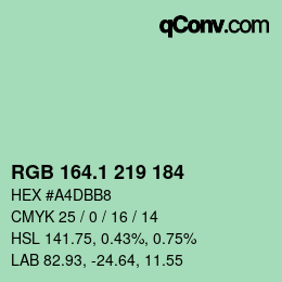 カラーコード: RGB 164.1 219 184 | qconv.com