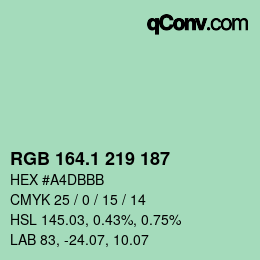 Color code: RGB 164.1 219 187 | qconv.com