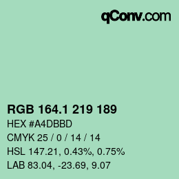 カラーコード: RGB 164.1 219 189 | qconv.com