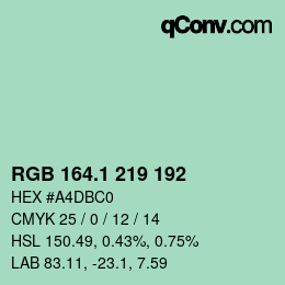 Color code: RGB 164.1 219 192 | qconv.com